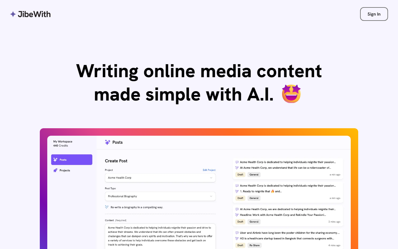 Jibewith screenshot
