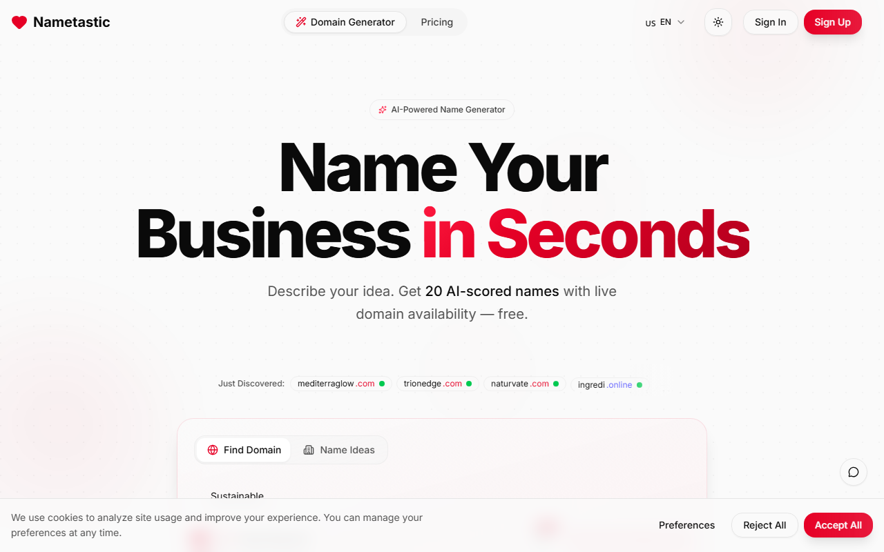 Nametastic screenshot